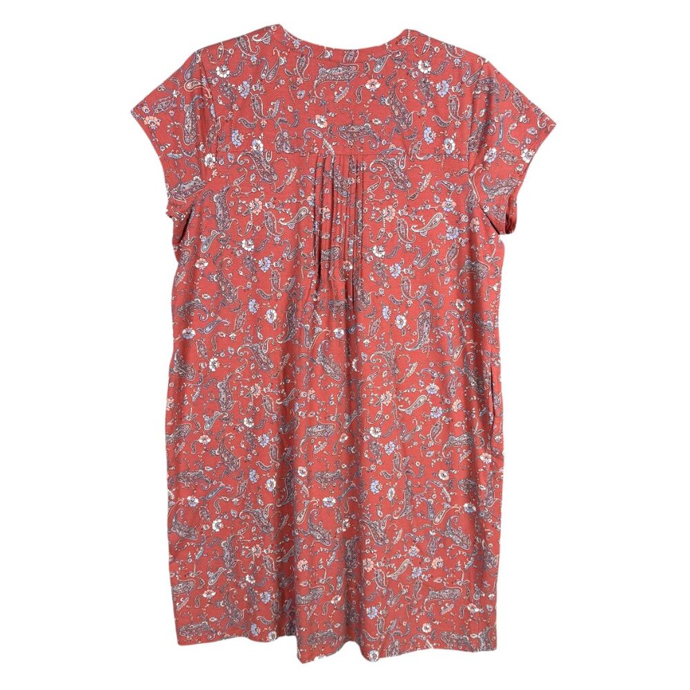 J Jill L Petite Red Rocks Paisley Pintuck Pleat Shift Dress Dark Peach Sunset PL - Picture 5 of 14